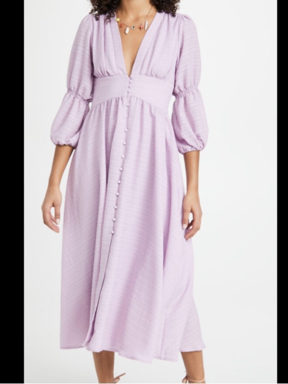 Lovely Lilac V-Neck Midi Dress by